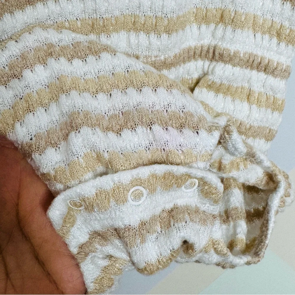 Striped Cream and White Kids One Piece